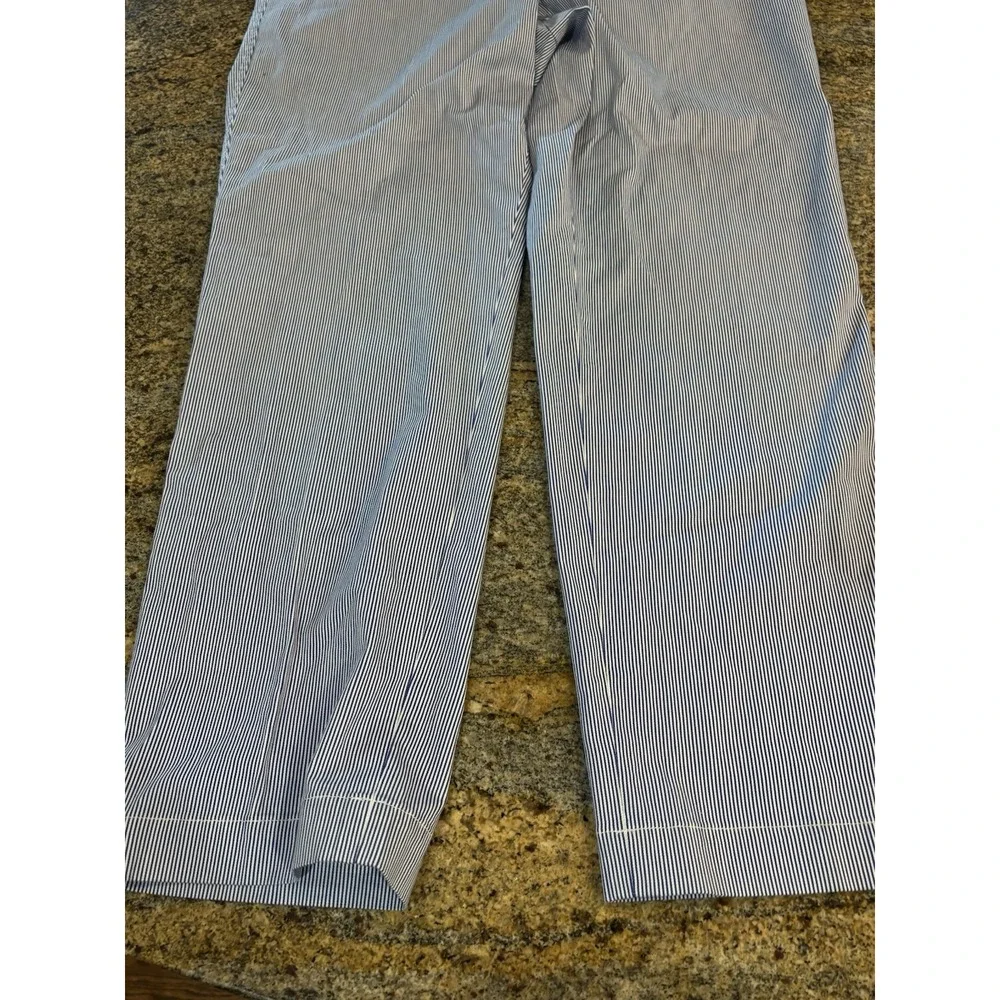 NWT Talbots Womens‎ 16 Chino Pants Straight Leg Crop Blue Striped Stretch Career